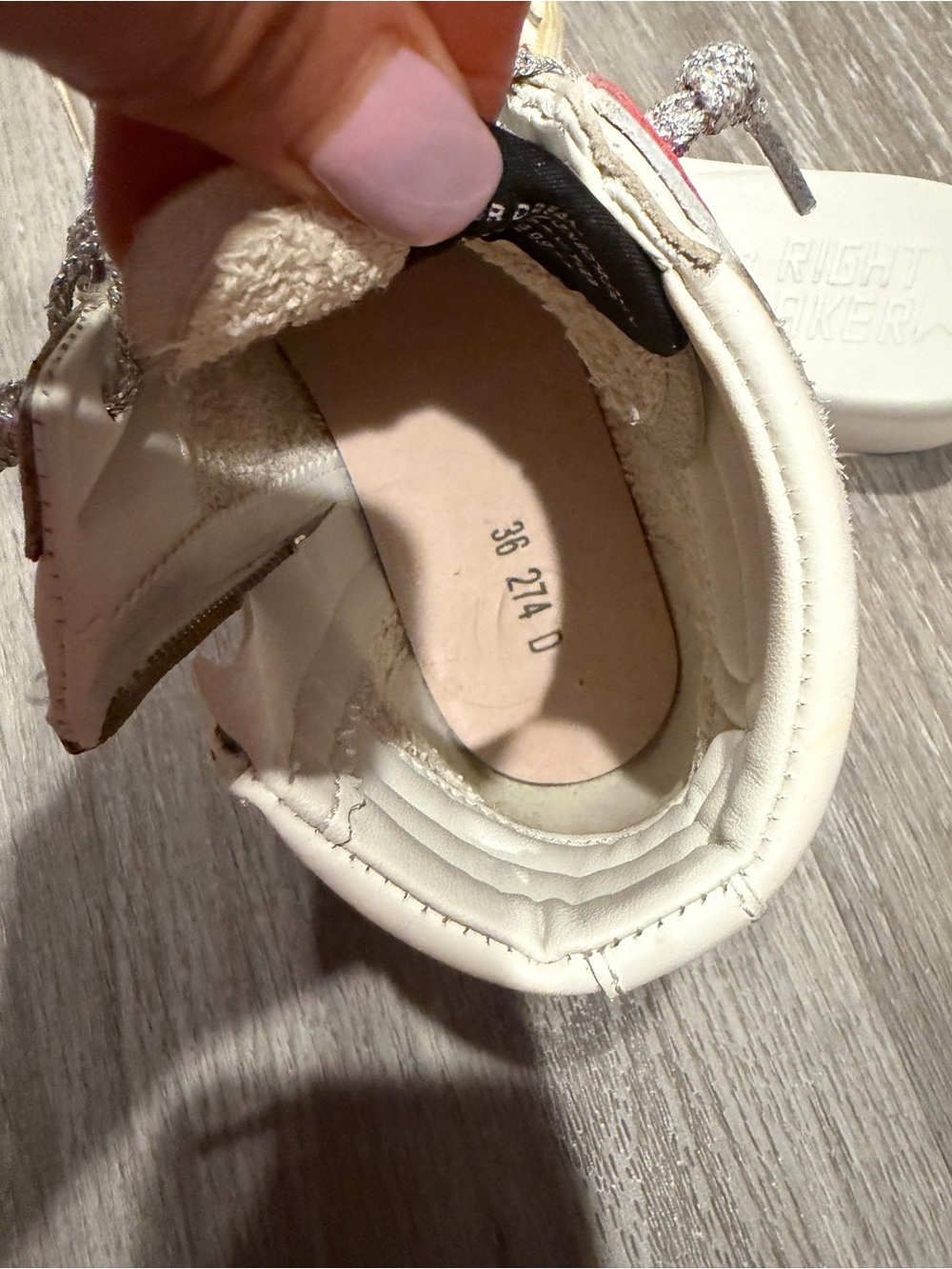 Golden Goose White High-Top Sneakers with Pink Stripe & Blue Star - Picture 4 of 9